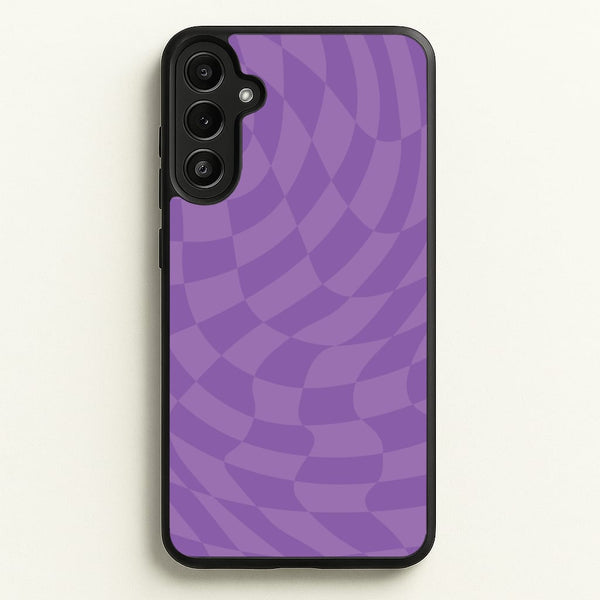 Purple Trippy Checkerboard Pattern  - Psychedelic Phone Case for Galaxy A34