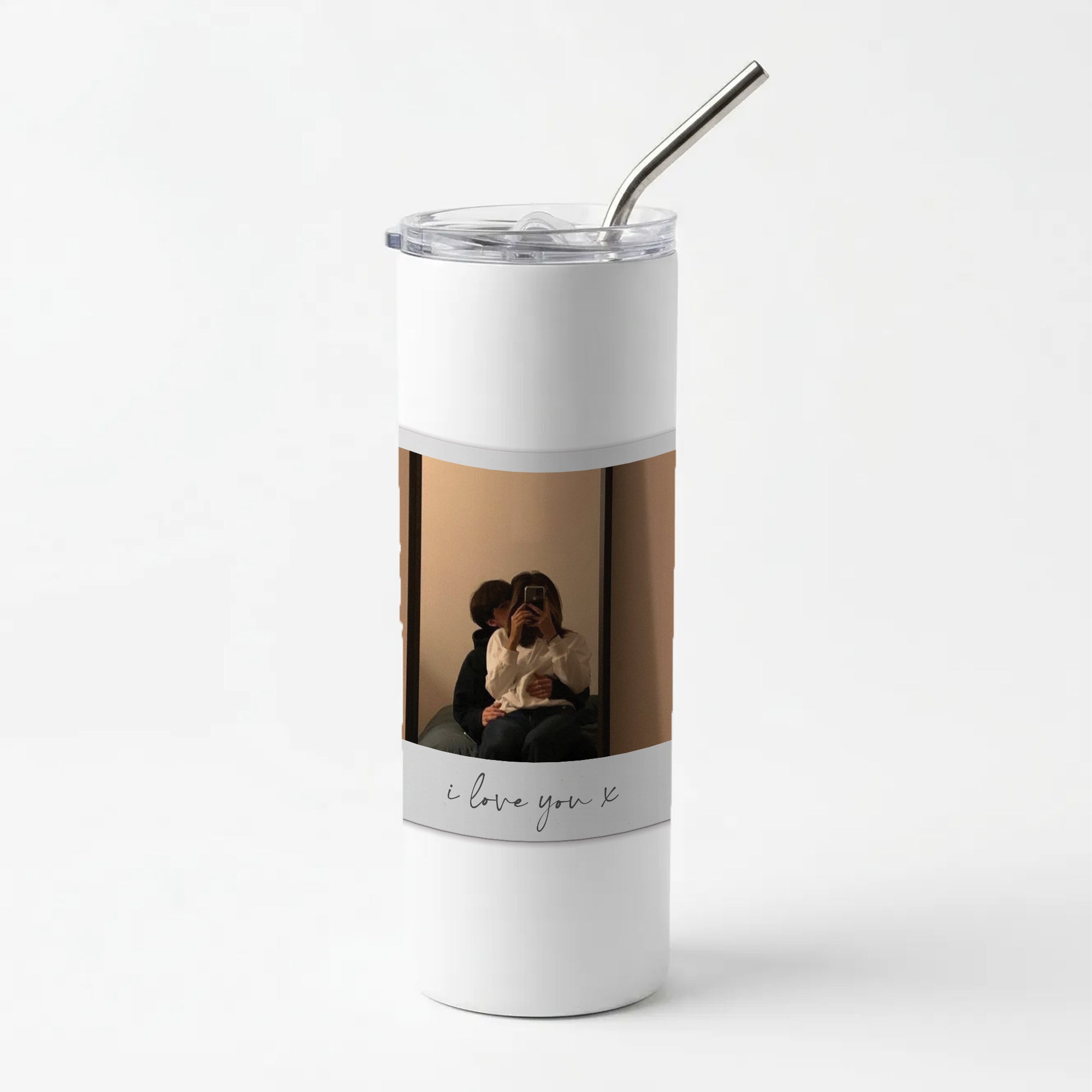 I Love You Polaroid - Personalised Couples Skinny Tumbler
