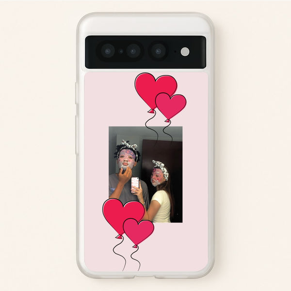 Heart Balloons - Personalised Couples  - Personalised Valentine's Day Phone Case for Google Pixel 7 Pro