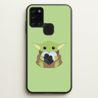Baby Yoda - Personalised Couples  - Personalised Valentine's Day Phone Case for Galaxy A21s