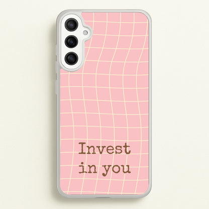 Invest In You, Baby Pink  - Quotes Phone Case for Galaxy A36