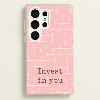 Invest In You, Baby Pink  - Quotes Phone Case for Galaxy S25 Ultra
