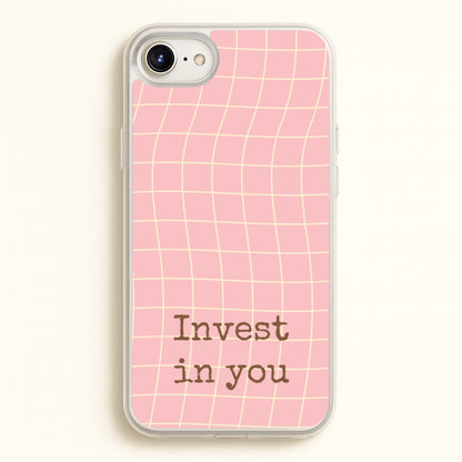 Invest In You, Baby Pink  - Quotes Phone Case for iPhone 6 / 7 / 8 / SE