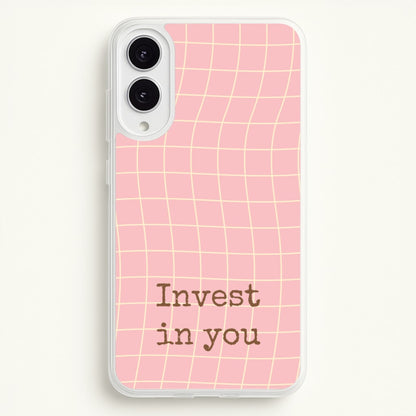 Invest In You, Baby Pink  - Quotes Phone Case for Galaxy S25 Edge