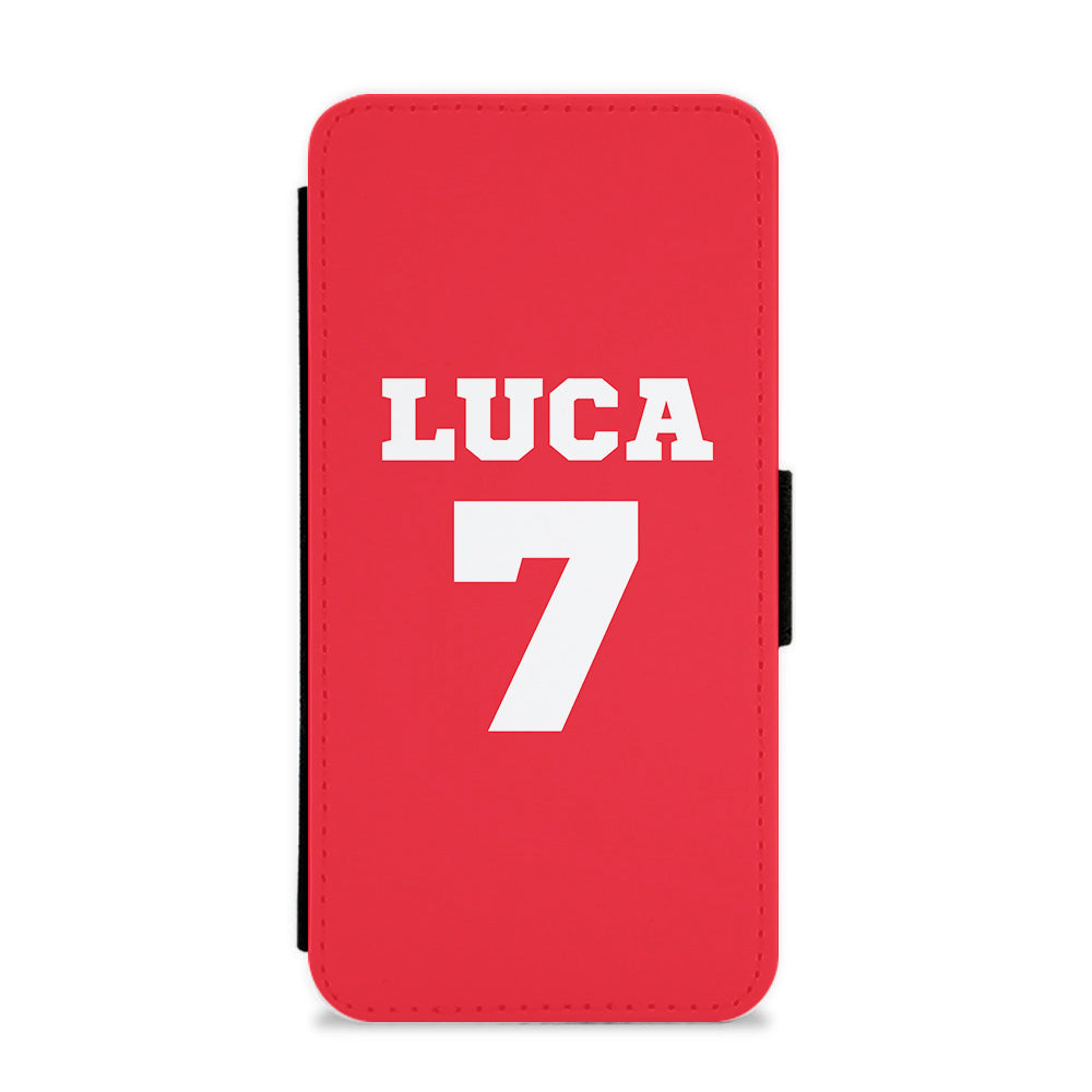 Red - Personalised Football   Flip / Wallet Phone Case