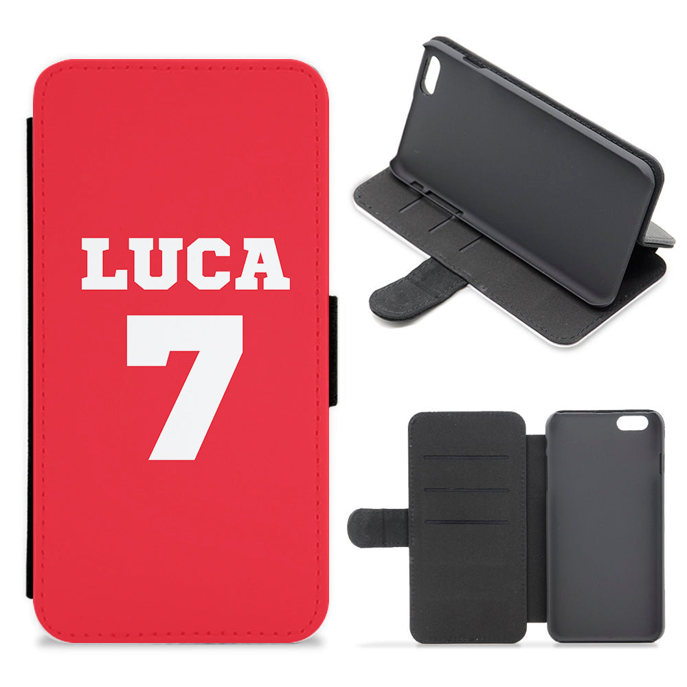 Red - Personalised Football   Flip / Wallet Phone Case