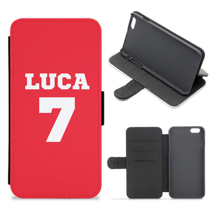 Red - Personalised Football   Flip / Wallet Phone Case