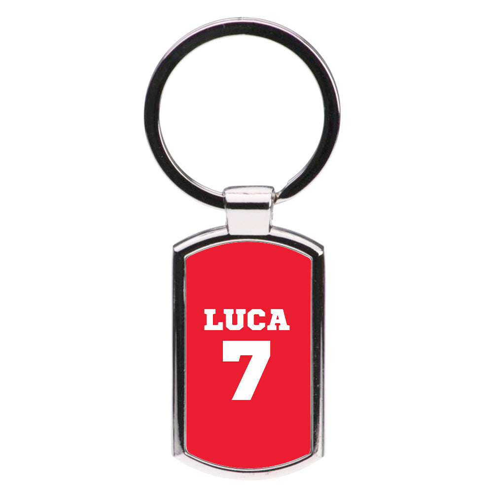 Red - Personalised Football   Luxury Keyring