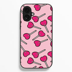 Cherry Heart Lollipops  - Pattern Phone Case for iPhone 16 Plus