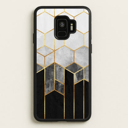 Black White & Gold Honeycomb Pattern  - Pattern Phone Case for Galaxy S9