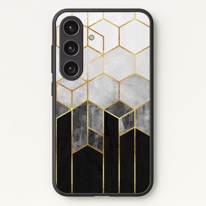 Black White & Gold Honeycomb Pattern  - Pattern Phone Case for Galaxy S24 Plus