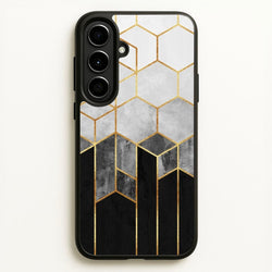 Black White & Gold Honeycomb Pattern  - Pattern Phone Case for Galaxy A56