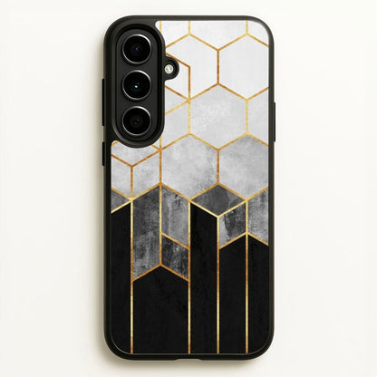 Black White & Gold Honeycomb Pattern  - Pattern Phone Case for Galaxy A56