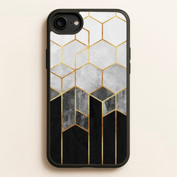 Black White & Gold Honeycomb Pattern  - Pattern Phone Case for iPhone 6 / 7 / 8 / SE