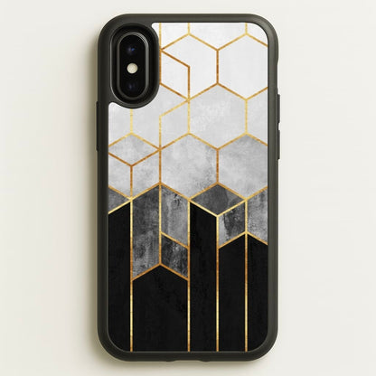 Black White & Gold Honeycomb Pattern  - Pattern Phone Case for iPhone X / XS