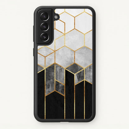 Black White & Gold Honeycomb Pattern  - Pattern Phone Case for Galaxy S22