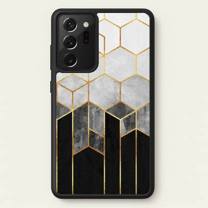 Black White & Gold Honeycomb Pattern  - Pattern Phone Case for Galaxy Note 20 Ultra