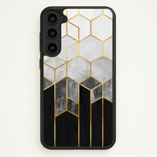 Black White & Gold Honeycomb Pattern  - Pattern Phone Case for Galaxy S23