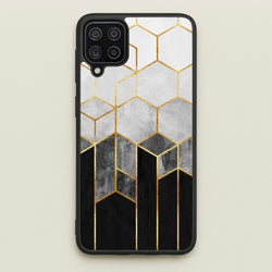 Black White & Gold Honeycomb Pattern  - Pattern Phone Case for Galaxy A12