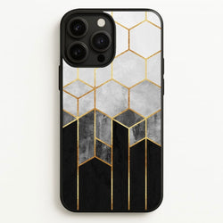 Black White & Gold Honeycomb Pattern  - Pattern Phone Case for iPhone 13 Pro Max