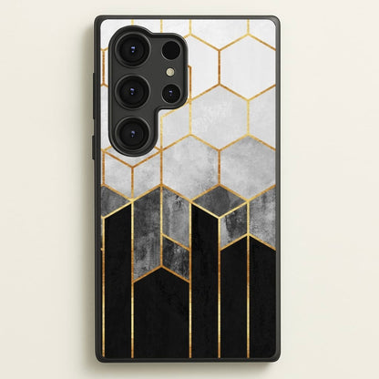 Black White & Gold Honeycomb Pattern  - Pattern Phone Case for Galaxy S25 Ultra