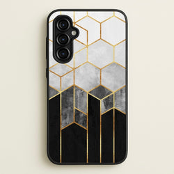 Black White & Gold Honeycomb Pattern  - Pattern Phone Case for Galaxy A54
