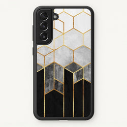 Black White & Gold Honeycomb Pattern  - Pattern Phone Case for Galaxy S21