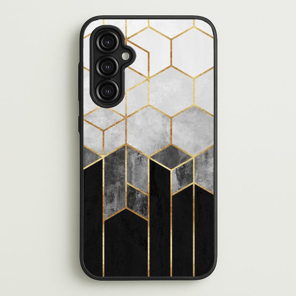 Black White & Gold Honeycomb Pattern  - Pattern Phone Case for Galaxy A14