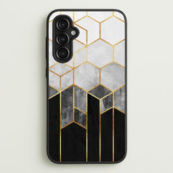 Black White & Gold Honeycomb Pattern  - Pattern Phone Case for Galaxy A14