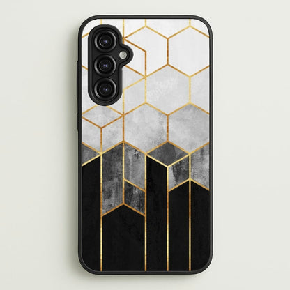 Black White & Gold Honeycomb Pattern  - Pattern Phone Case for Galaxy A14