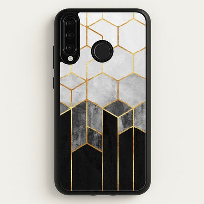 Black White & Gold Honeycomb Pattern  - Pattern Phone Case for Huawei P30 Lite