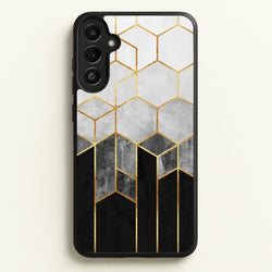 Black White & Gold Honeycomb Pattern  - Pattern Phone Case for Galaxy A36