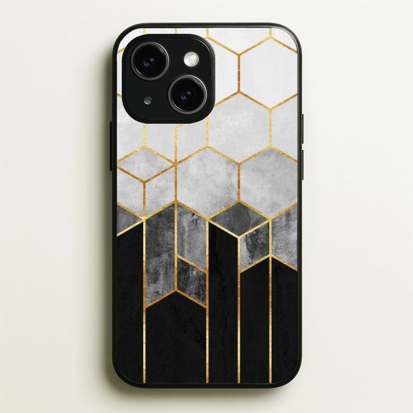 Black White & Gold Honeycomb Pattern  - Pattern Phone Case for iPhone 14 Plus