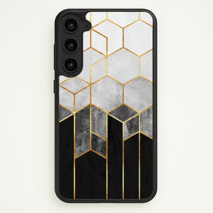 Black White & Gold Honeycomb Pattern  - Pattern Phone Case for Galaxy S23 Plus