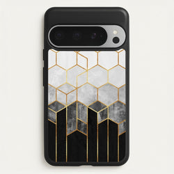 Black White & Gold Honeycomb Pattern  - Pattern Phone Case for Google Pixel 9 Pro XL