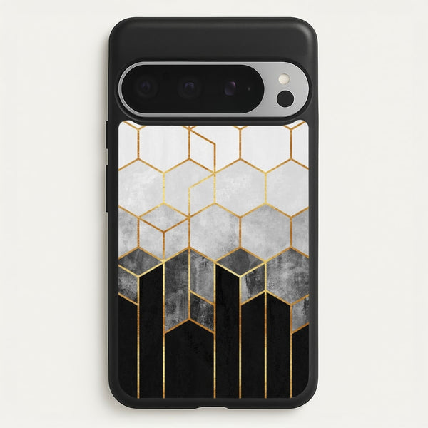 Black White & Gold Honeycomb Pattern  - Pattern Phone Case for Google Pixel 9 Pro XL