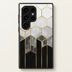 Black White & Gold Honeycomb Pattern  - Pattern Phone Case for Galaxy S24 Ultra
