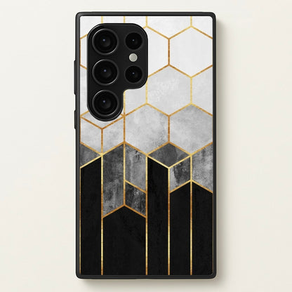 Black White & Gold Honeycomb Pattern  - Pattern Phone Case for Galaxy S24 Ultra