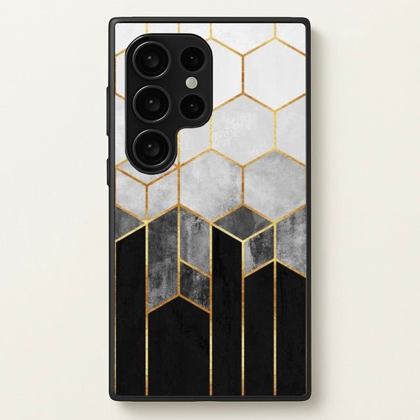 Black White & Gold Honeycomb Pattern  - Pattern Phone Case for Galaxy S24 Ultra
