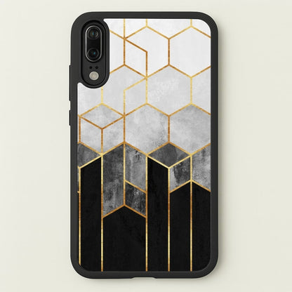 Black White & Gold Honeycomb Pattern  - Pattern Phone Case for Huawei P20