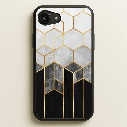 Black White & Gold Honeycomb Pattern  - Pattern Phone Case for iPhone 16e