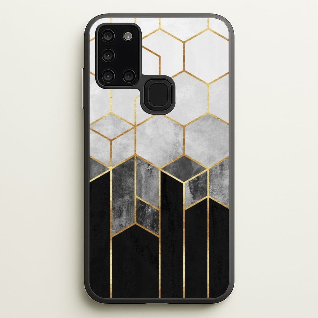 Black White & Gold Honeycomb Pattern  - Pattern Phone Case for Galaxy A21s