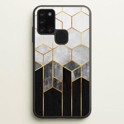 Black White & Gold Honeycomb Pattern  - Pattern Phone Case for Galaxy A21s