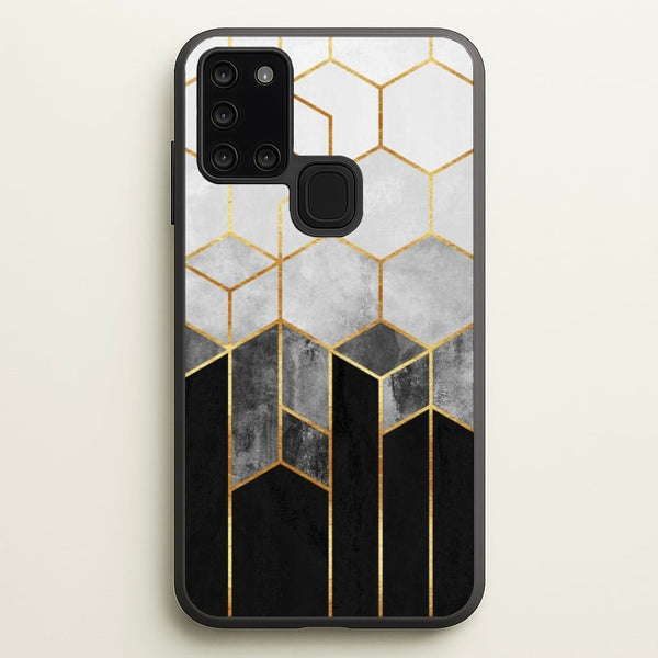 Black White & Gold Honeycomb Pattern  - Pattern Phone Case for Galaxy A21s