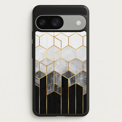 Black White & Gold Honeycomb Pattern  - Pattern Phone Case for Google Pixel 9 / 9 Pro