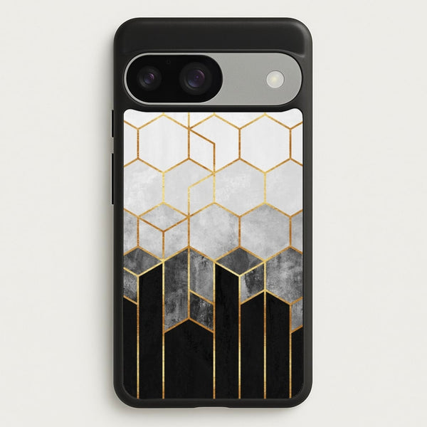 Black White & Gold Honeycomb Pattern  - Pattern Phone Case for Google Pixel 9 / 9 Pro