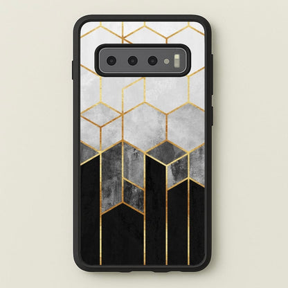 Black White & Gold Honeycomb Pattern  - Pattern Phone Case for Galaxy S10
