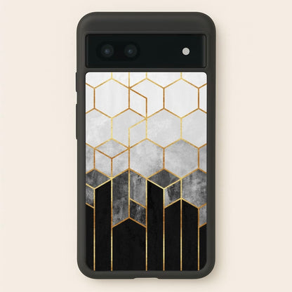Black White & Gold Honeycomb Pattern  - Pattern Phone Case for Google Pixel 6a