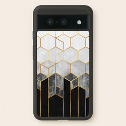 Black White & Gold Honeycomb Pattern  - Pattern Phone Case for Google Pixel 8