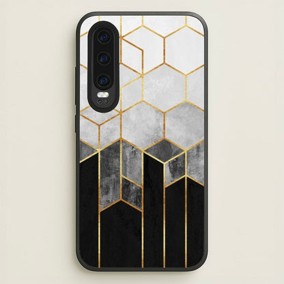 Black White & Gold Honeycomb Pattern  - Pattern Phone Case for Huawei P30